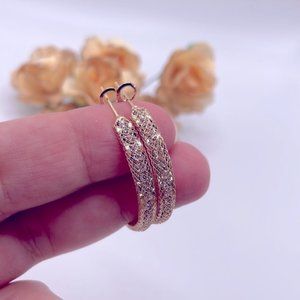 GOLD Plated Sparkle Hoop Earrings